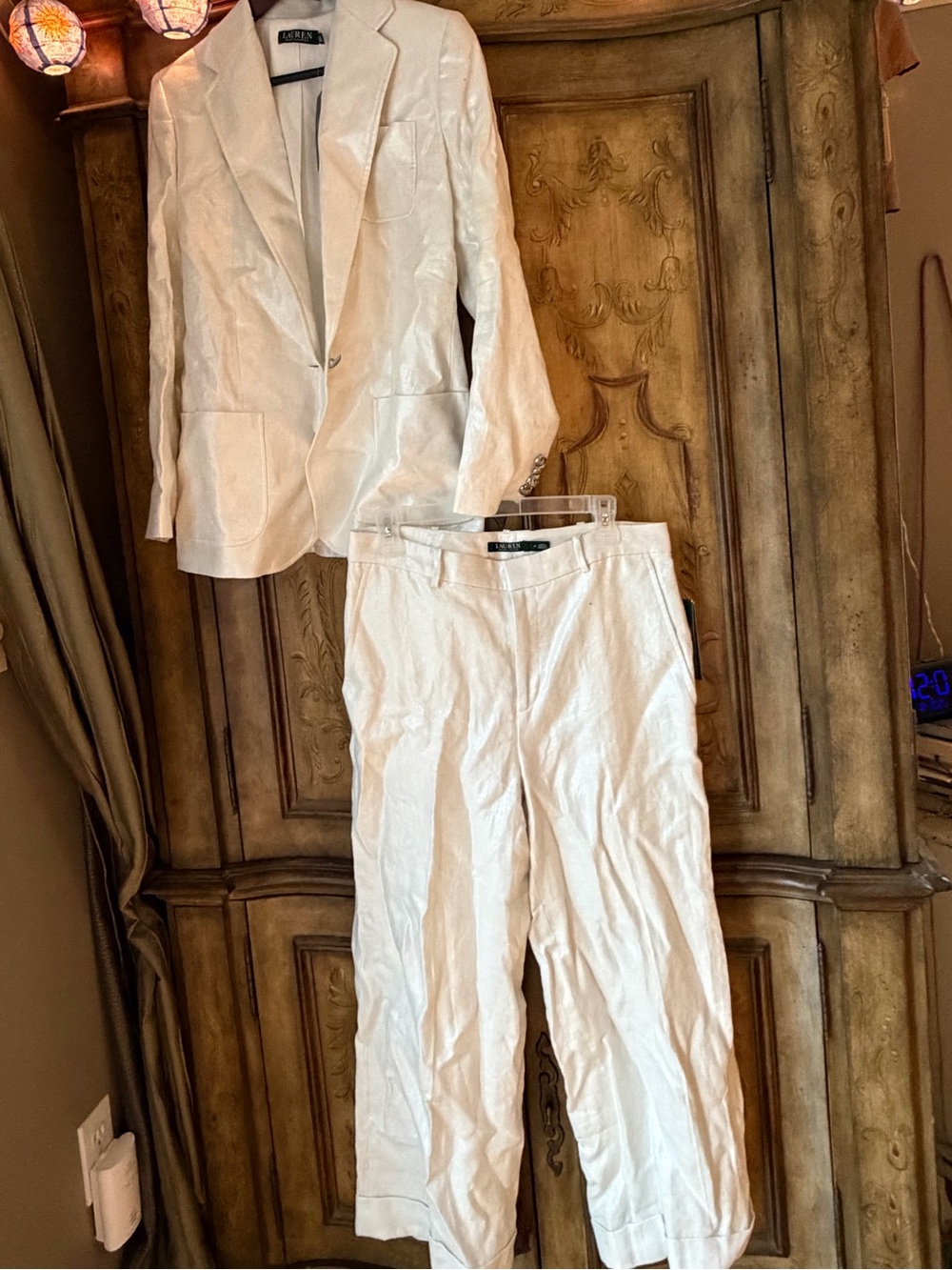Ralph Lauren Womans Cream Linen-Blend Chinos and Jacket